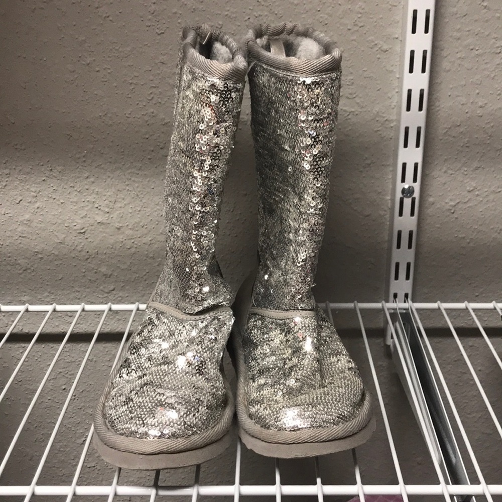 Silver sequin Girls boots size 13